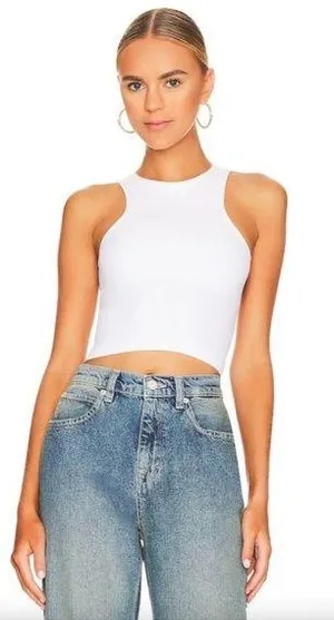 Free People Clean Lines Crop Tank in White Size Medium/Large thumbnail 1