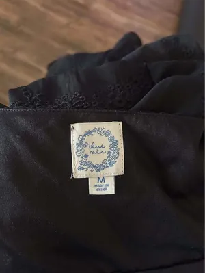 Blue Rain Francesca’s Black Embroidered Eyelet Maxi Dress Size Medium thumbnail 6
