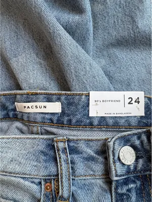 Pacsun 90's Boyfriend Jeans Size 24 in Nirvana Light Blue with Distressed Rips thumbnail 3