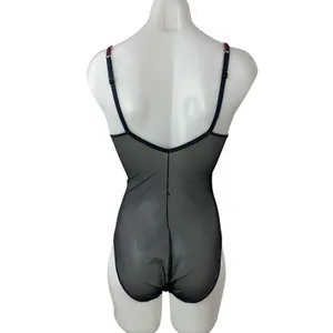 Vintage Victoria's Secret Gold Label Floral Velvet Mesh Teddy Bodysuit Top Sz 34 thumbnail 2