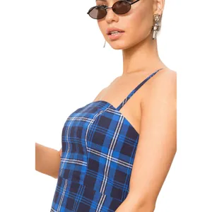 Revolve Blue Plaid Mini Slip Dress XS Grunge Dark Academia 90s Preppy $64 NEW thumbnail 8