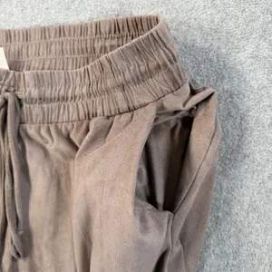 H.I.P. Women's Medium Taupe Velour Jogger Pants Drawstring Elastic Waist Casual thumbnail 4