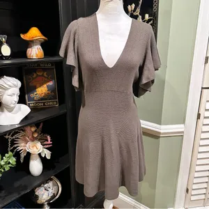 Free People “Cozy Nights” Fit & Flare Knit Dress – Taupe – Size Medium thumbnail 3