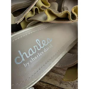 Charles‎ by Charles David Royals gold ruffle block heel slide sandals 7 thumbnail 7