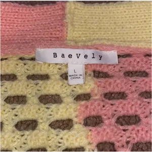 Baevely pink and yellow open knit cardigan thumbnail 2
