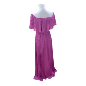Luxxel Purple Pleated Maxi Off Shoulder Dress Size Medium thumbnail 6