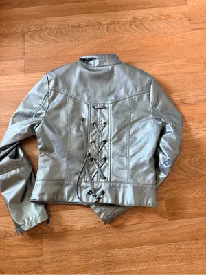 therapy Silver Metallic Faux Leather Varsity Jacket thumbnail 6