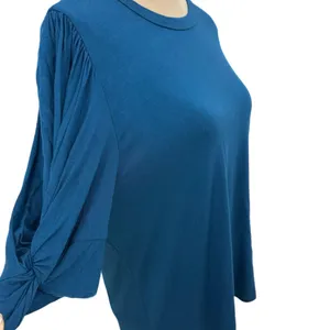Renee C. Women's 1XL Blue Knot Sleeve Blouse Made in USA New Plus Size Top $66 thumbnail 2