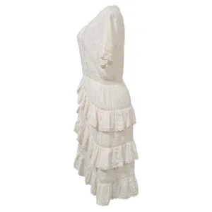 LoveShackFancy Bec Victorian Ruffle Peasant Midi Dress Farmhouse Ivory Size 2 thumbnail 13