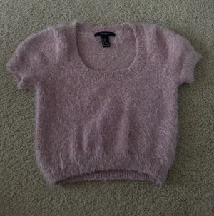 Forever 21 Pink Fuzzy short sleeve Cropped Sweater thumbnail 1