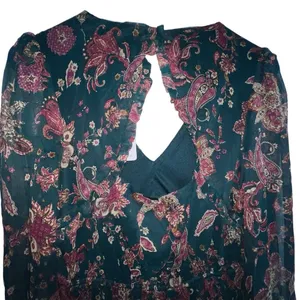 Band Of The Free Run The World Pine‎ Berry Paisley Empire Waist Midi Dress Small thumbnail 6