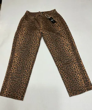 Flamingals Leopard Print Jeans Womens Wide Leg High Rise Stretch Pants NWT S thumbnail 1