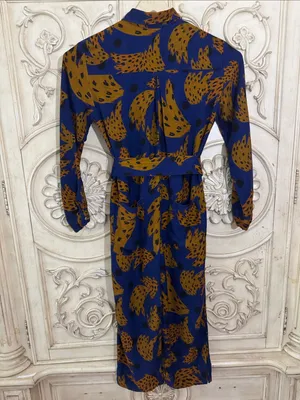 Farm Rio Banana Blue & Brown Printed Jumpsuit with Tie Waist Size Small thumbnail 12