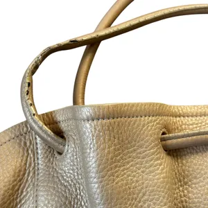 Cole Haan Gold Pebbled Leather Large Hobo Bag Pink Interior‎ thumbnail 4