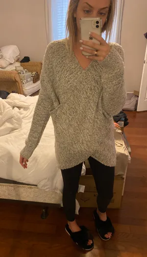 Gray Cross Front Front Sweater thumbnail 3