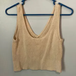 Banana republic Cropped Textured Sweater Tank XS 100% cotton Oyster Pearl #785 thumbnail 3