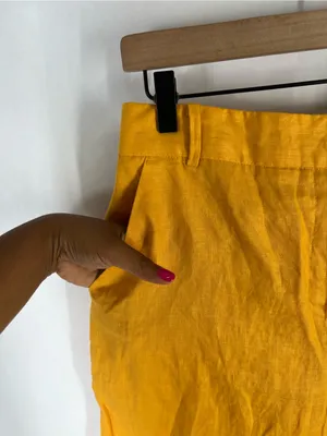 Worthington High Waist Wide Leg Crop Linen Pants M California Gold NWT thumbnail 3