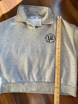 My Call New York Health and Racquet Club Crop Collared Sweatshirt Gray thumbnail 5
