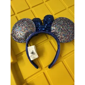 Disney Parks 2020 Minnie Mouse Ears Blue Sequin Bow Headband Sparkles Mickey thumbnail 2
