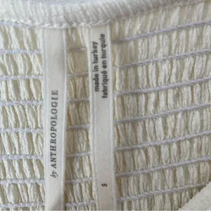 Anthropologie Smocked Puff Sleeve Ivory Cream Top size small Femine thumbnail 11