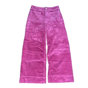 Anthropologie Maeve The Colette Corduroy‎ Ankle Cropped Wide Leg Pants Cream 27 thumbnail 3