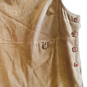 Vtg‎ Jumper Dress Faux Suede Brown M Sleeveless Maxi Pinafore Lagenlook Western thumbnail 8