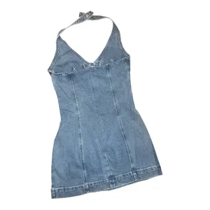 COMMENSE Halter Neck Buckle Detail Denim Dress COLOR - Blue, NWT Large thumbnail 10