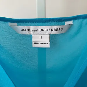 Diane von Furstenberg Designer 12 Blue Luxuty 100% Silk Slip Mini Dress Sheer‎ thumbnail 4
