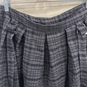 Hot Topic Gray Black Plaid Suspender Skirt Pleated Mini Detachable Straps Goth L thumbnail 7