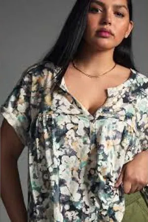 Anthropologie Pilcro Babydoll Henley Tee | Size XXS-oversized-NWT thumbnail 1