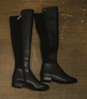 Michael Kors Bromley Flat Riding Boots 40T2BOFBEL Black 5.5M thumbnail 1