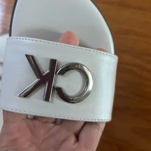 NEW Calvin Klein women memory foam Slide Sandals with Silver CK Logo thumbnail 5