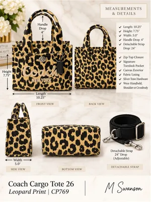 NEW Coach Cargo Tote Bag 26 Leopard Print CP769 NWOT thumbnail 3