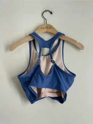Kona Sol Twist Front High Neck Bikini Swim Top Blue Medium Racerback Padded thumbnail 2