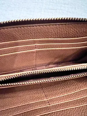 Tory Burch Britten Wallet Tan Zip Continental Pebbled Leather thumbnail 8