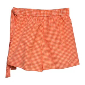 Zara Gingham Check Plaid Wrap Skort Neon Bright Orange Hot Pink White XS thumbnail 2