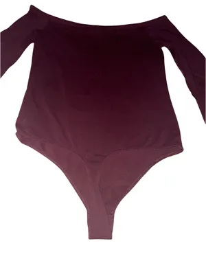 Express Off-The-Shoulder Burgundy Lace Bell Sleeve Bodysuit thumbnail 5
