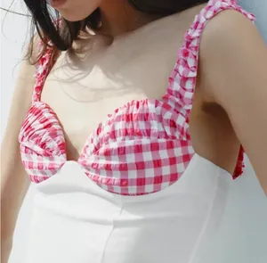 ZARA Gingham Corset Top - Oyster White thumbnail 1