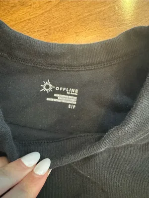 aerie Black Ribbed Cropped Tank Top thumbnail 2
