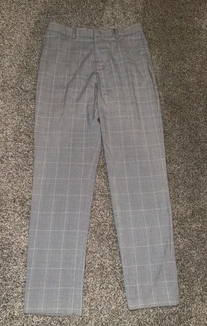 H&M Slim Fit Gray Windowpane Check Dress Pants US 28R thumbnail 1