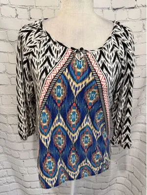 Women's Chico's Multi Colored 3/4 Sleeve Top Size 1  Medium thumbnail 1