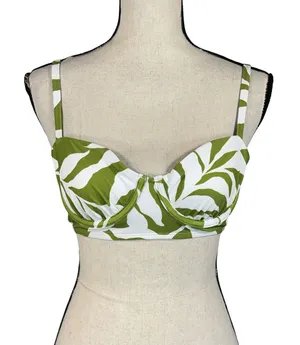 Cupshe x JoJo Fletcher Small Mid-Bikini Swim Top Underwire Adjustable Tie Leaf thumbnail 1