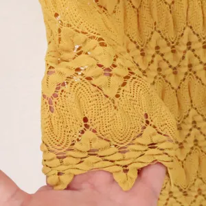 Zara Knit Crochet Midi Dress Womens Size S Mustard Yellow Boho Beachy Cover Up thumbnail 3