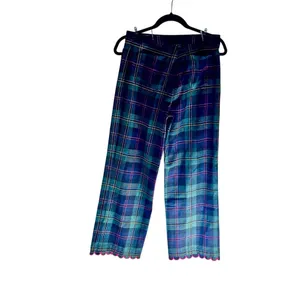 Vilagallo Tartan Plaid Scallop Hem Pants Pink Trim NWT 38 US 8 thumbnail 3
