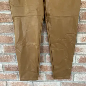 NWT Abercrombie & Fitch Vegan Leather High Rise Side Zip Skinny Pants Large Tan thumbnail 2