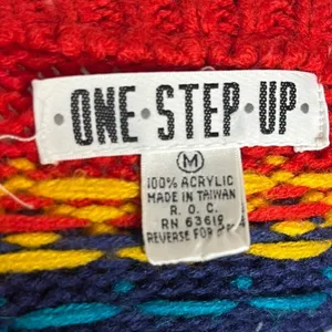 Vtg One Step Up Women's M Sweater Fair Isle‎ Diamond Knit 80s Acrylic Colorful thumbnail 5