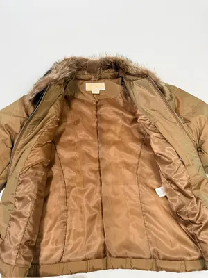 MICHAEL Michael Kors Quilted Puffer Jacket with Faux-Fur Collar in Camel/Tan thumbnail 5