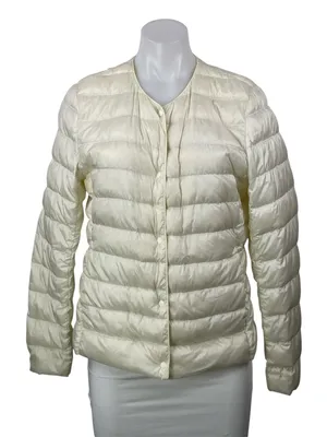 Uniqlo Off White Long Sleeves Ultra Light Down Compact Puffer Coat Jacket Size M thumbnail 1