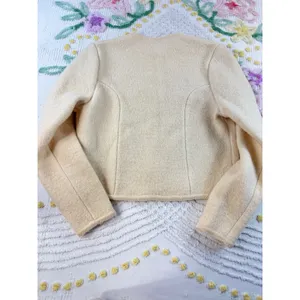 Vintage Distinction Cream 100% Wool Button‎ Front Cardigan Jacket Silver Buttons thumbnail 10
