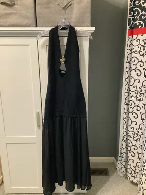 Galita Fashion Women’s Black Backless Halter Maxi Dress with Keyhole Accent NWT thumbnail 2